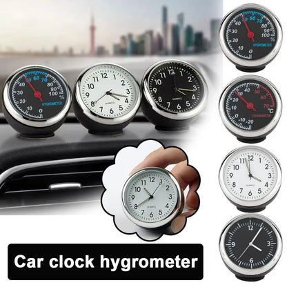 Mini Car Dashboard Clock, Thermometer & Hygrometer Gauge