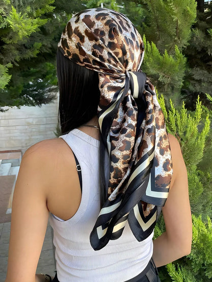 Silk Feel Square Scarf for Women – Satin Hair Wrap & Foulard Shawl