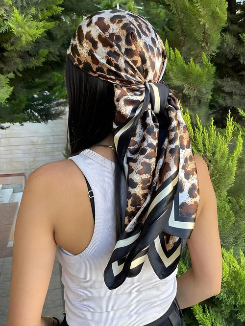 Silk Feel Square Scarf for Women – Satin Hair Wrap & Foulard Shawl