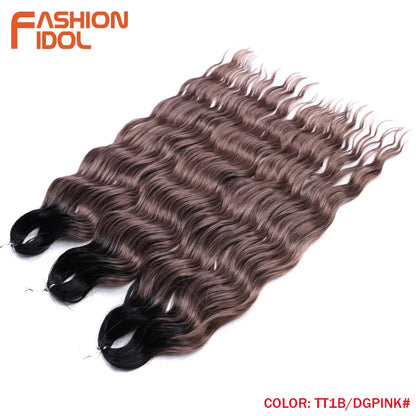 Deep Wave Braiding Hair Extensions 24 Inch – Synthetic Water Wave Crochet Hair
