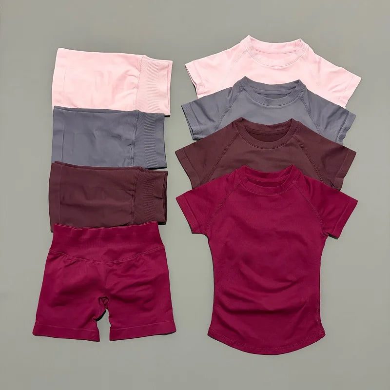 Seamless Workout Set Women 2 Piece – Top & Biker Shorts