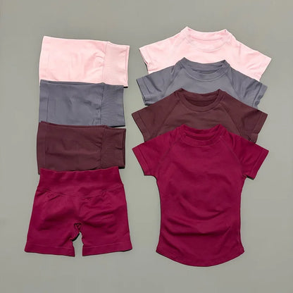 Seamless Workout Set Women 2 Piece – Top & Biker Shorts