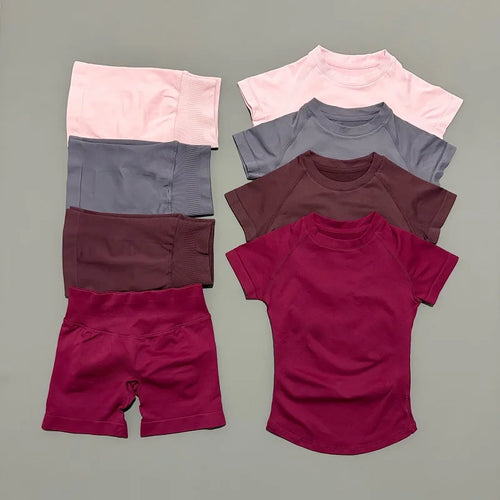 Seamless Workout Set Women 2 Piece – Top & Biker Shorts