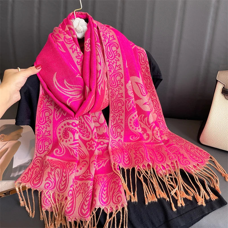 Paisley Print Cashmere Pashmina Shawl for Women – Warm Winter Wrap