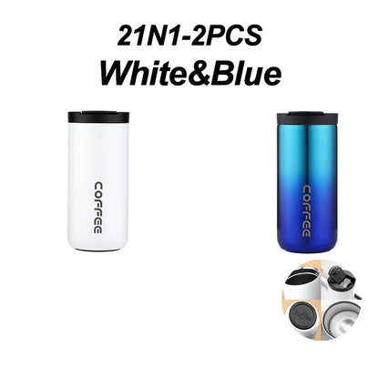 Stainless Steel Vacuum Thermos Coffee Mug 400ml – Leakproof Travel Cup