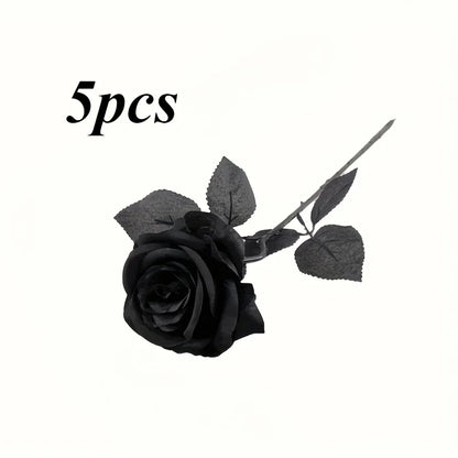 Artificial Black Roses with Long Stem – Fake Flowers for Home & Event Decor