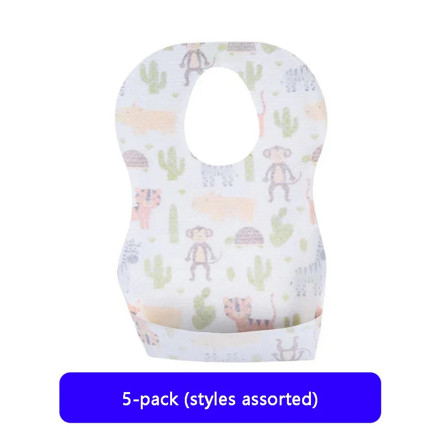 Disposable Baby Bibs Waterproof No-Wash Feeding Bibs for Toddlers