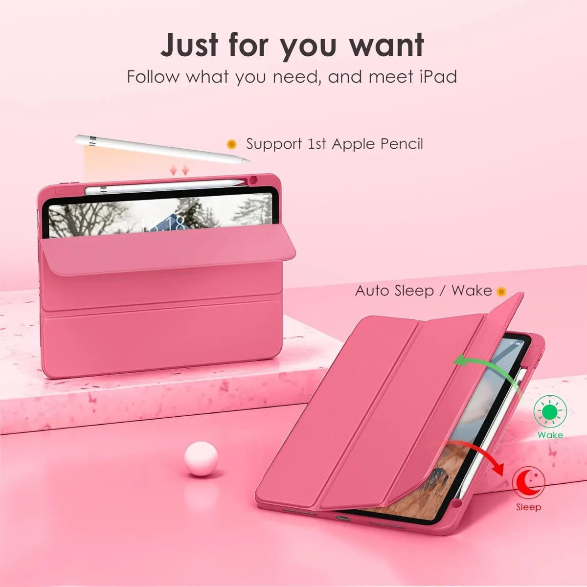iPad Clear Back Case with Pencil Holder & Stand