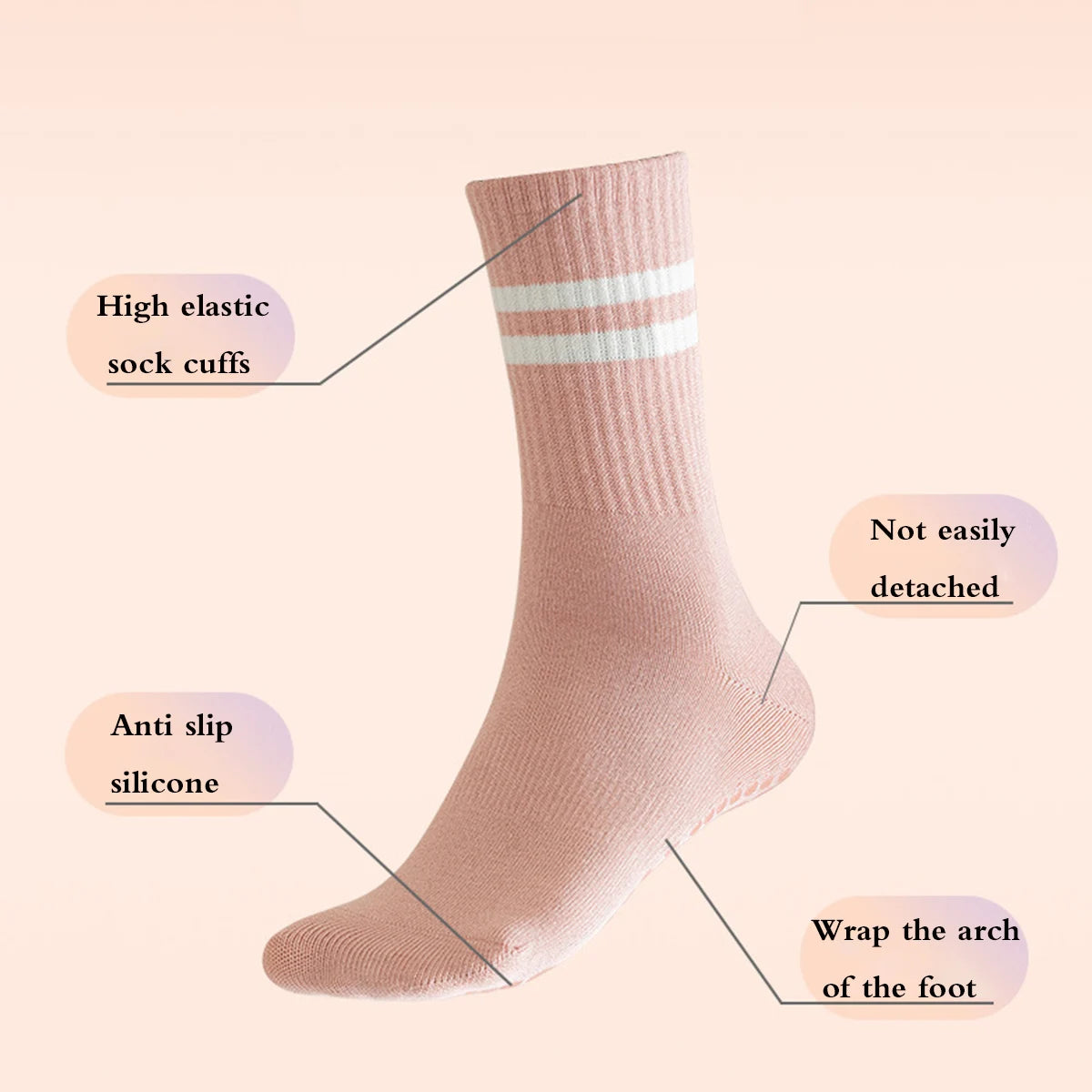 4 Pairs Women's Non Slip Pilates Yoga Grip Socks