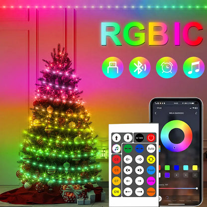 RGBIC Addressable Fairy Lights – Bluetooth App & Music Sync, 5M–20M
