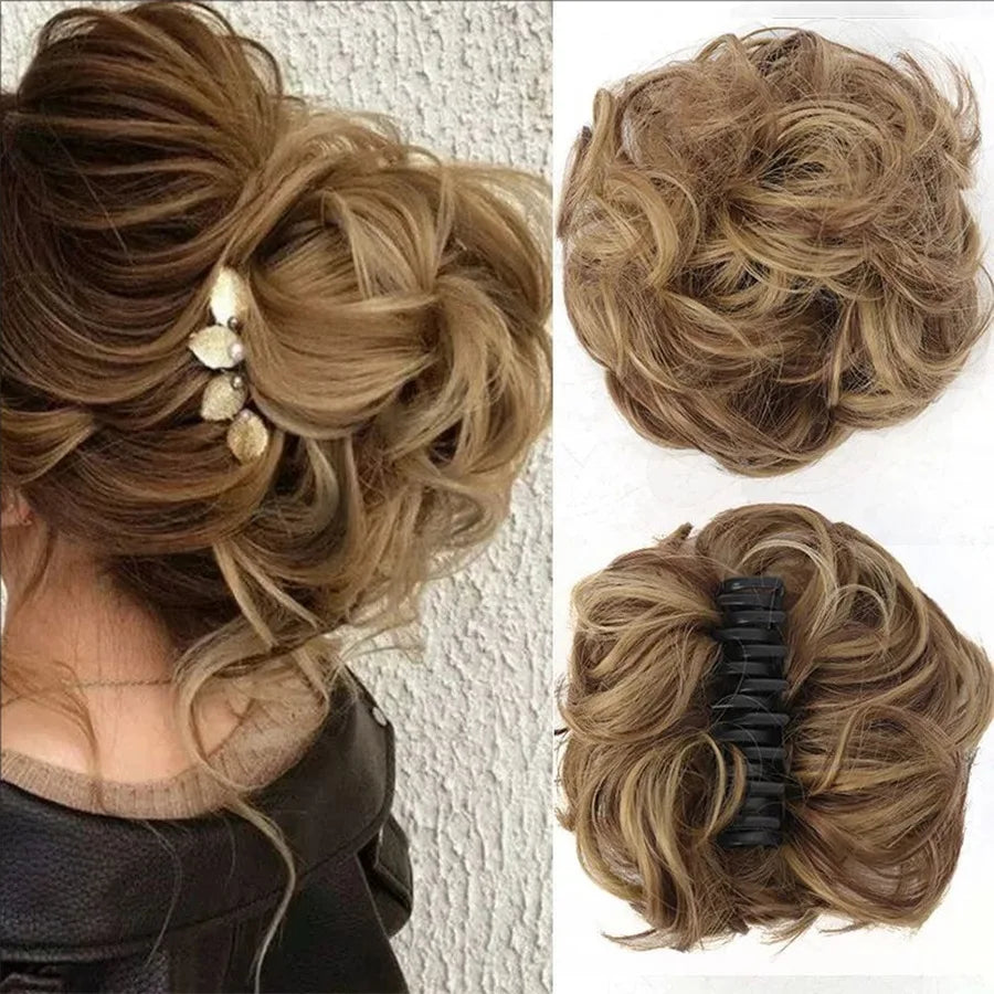 Claw Clip Messy Bun Hair Piece Curly Wavy Synthetic Updo Extension