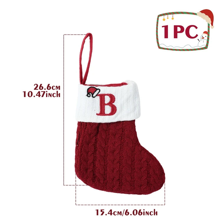 Christmas Alphabet Knit Stocking Ornament – 26 Letters