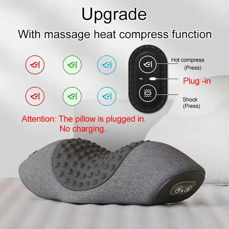 Electric Neck Massager Pillow – Cervical Traction with Heat & Vibration