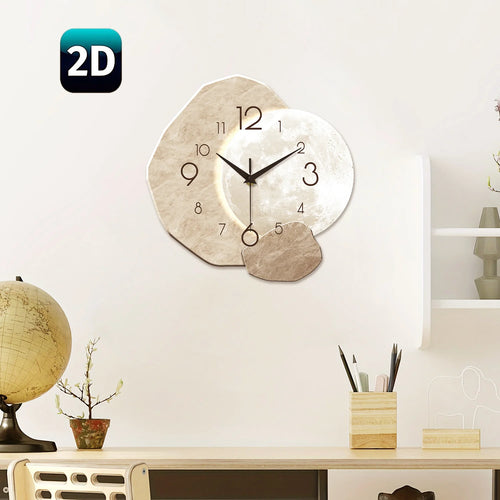 Silent Wall Clock – Modern Moon Design, Quartz Movement for Bedroom & Living Room