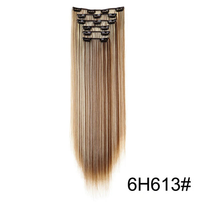 Clip-In Hair Extensions 6-Piece Set – Long Straight Synthetic Hair