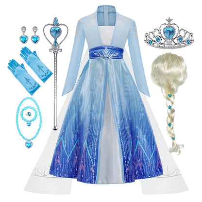 Elsa Frozen Princess Costume for Girls – Halloween & Birthday Party Dress