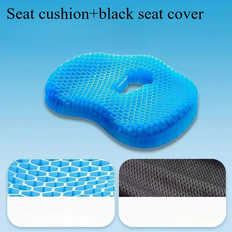 Gel Honeycomb Seat Cushion with Cover – U-Shaped Tailbone Relief