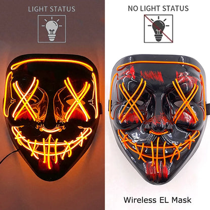 LED Purge Mask – Neon Glow Halloween Cosplay Mask