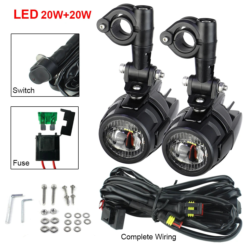 Motorcycle LED Auxiliary Driving Lights 40W 6000K – Universal Fog Spot Lamps