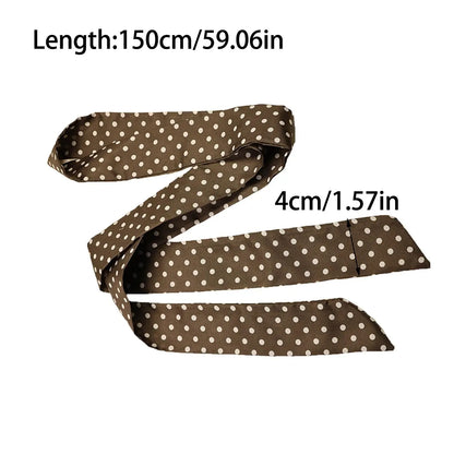 Silk Ribbon Neck Scarf for Women – Polka Dot Skinny Neckerchief & Bandana