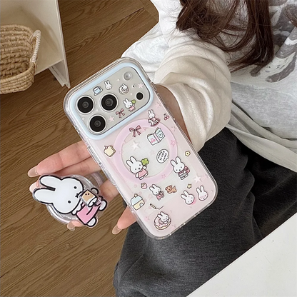 Cute Cherry Pink Miffy Rabbit Magnetic iPhone Case