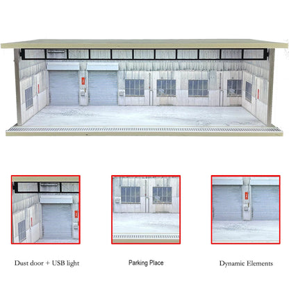 1/64 Scale Garage Diorama Display Case with USB LED Lights