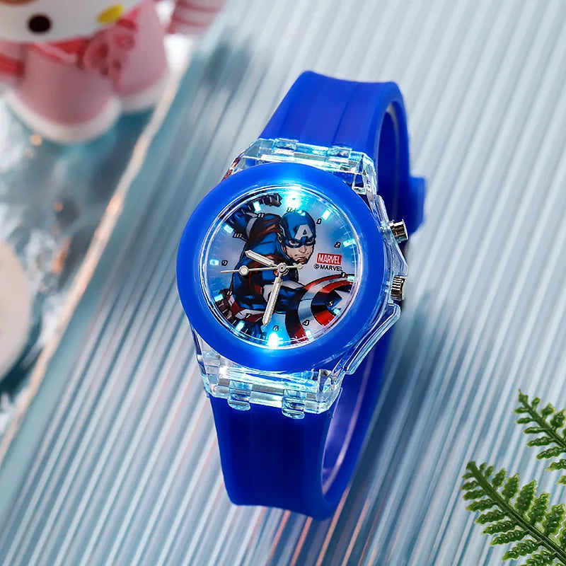 Kids Cartoon Quartz Watch with LED Light – Silicone Strap Girls Watch