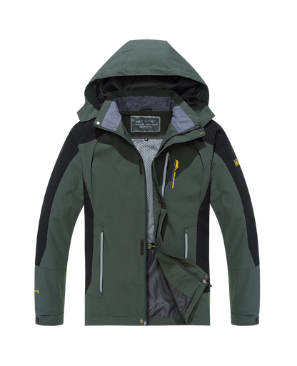 Men's Waterproof Hiking Jacket – Windproof Hooded Windbreaker Plus Size