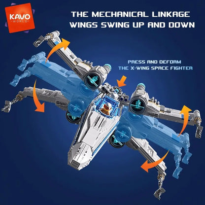 X-Wing Space Fighter Building Blocks Set with LED Lights – 1271 Pcs