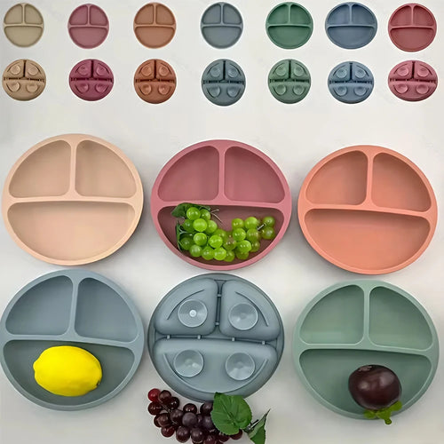 Silicone Baby Suction Plate – Divided Sections with Lid