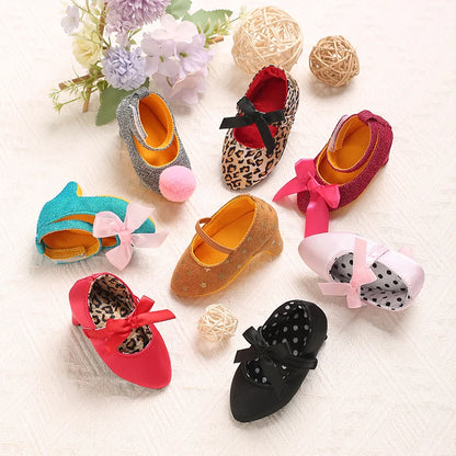 Baby Girl Heel Shoes – Princess Bow Crib Shoes for Newborns 0-12M