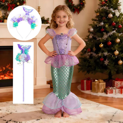 Girls Mermaid Princess Costume Dress – Birthday Party & Christmas