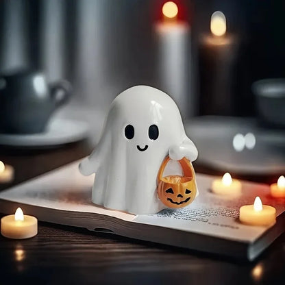Halloween Ghost Statue – Cute Anime Pumpkin Figurine Decor