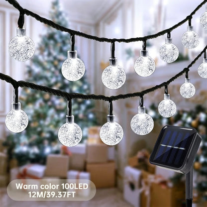 Solar String Lights 39.37FT 100 LED Crystal Ball Outdoor Indoor Decorative