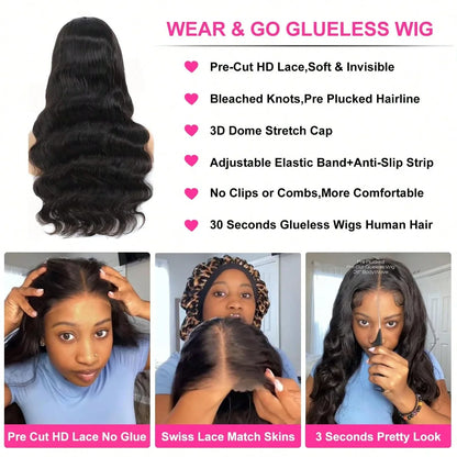 Body Wave HD Lace Front Wig Human Hair 220% 250% Density