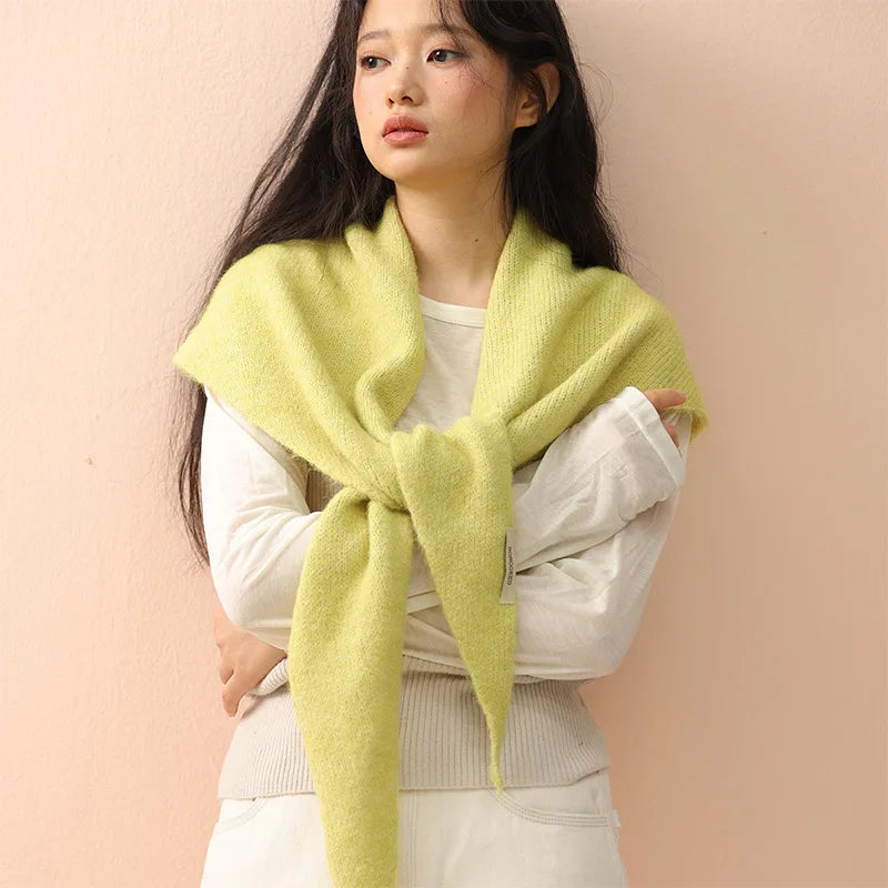 Women's Knitted Triangular Scarf – Oversized Wool Wrap Headscarf