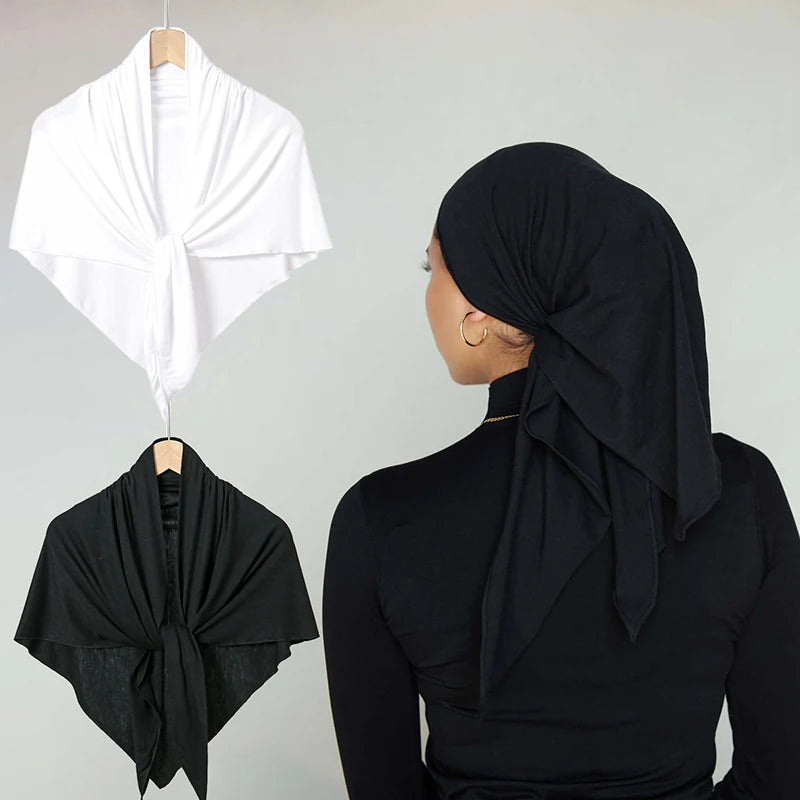 Cotton Triangle Hijab Scarf with Bow Detail – Muslim Women's Wrap