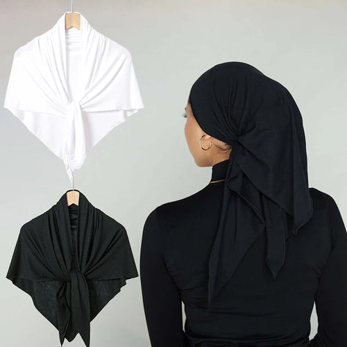 Cotton Triangle Hijab Scarf with Bow Detail – Muslim Women's Wrap