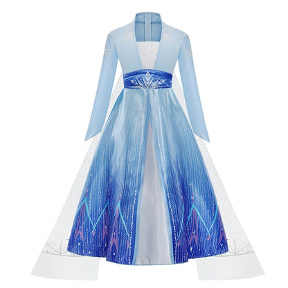 Elsa Frozen Princess Costume for Girls – Halloween & Birthday Party Dress