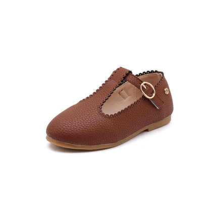 Girls T-Strap Mary Jane Flats – Kids PU Leather Dress Shoes