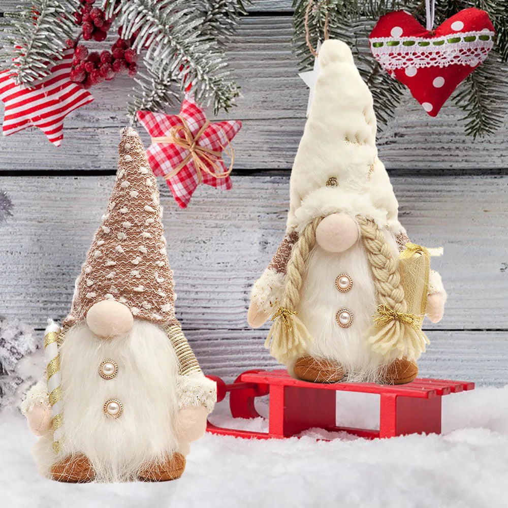 Light-Up Christmas Gnome Figurine – Glowing Sequin Faceless Doll Holiday Decoration