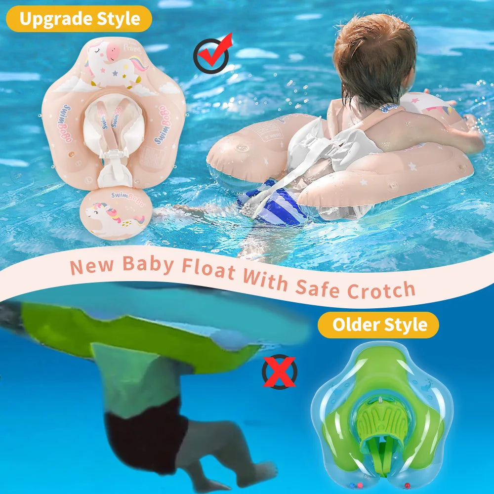 Inflatable Baby Swim Float Ring with Sun Canopy & Toy Beads