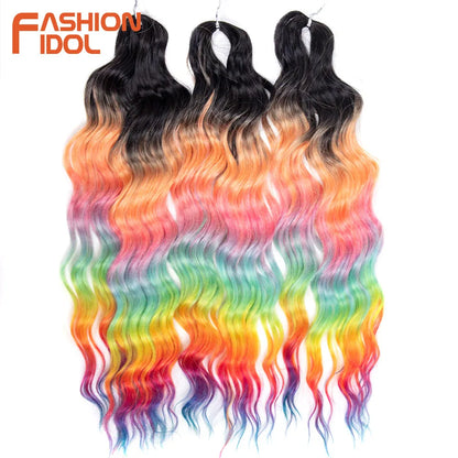 Deep Wave Braiding Hair Extensions 24 Inch – Synthetic Water Wave Crochet Hair