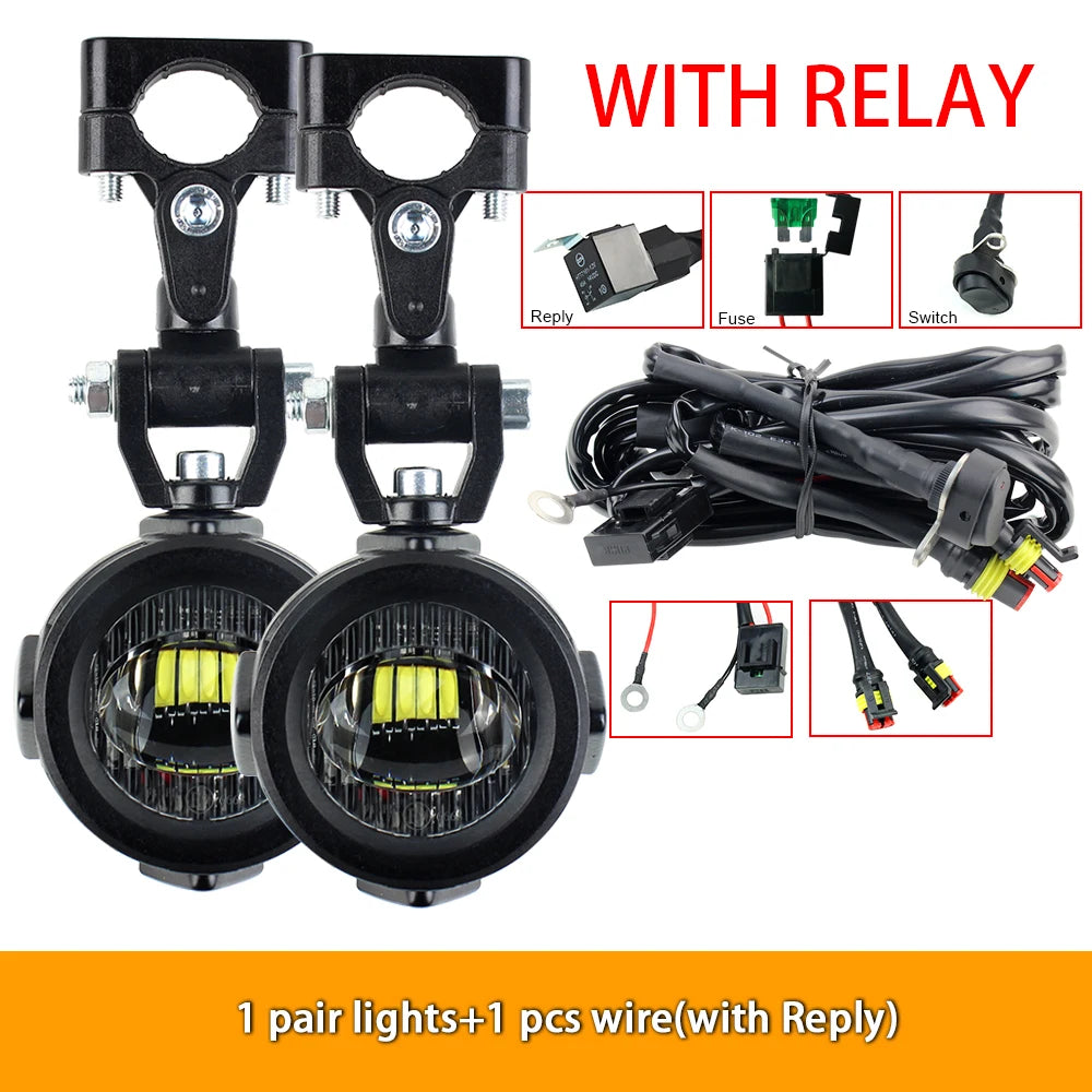 Motorcycle LED Fog Lights 40W 6000K Auxiliary Driving Lights for BMW R1200GS F800GS F700GS F650