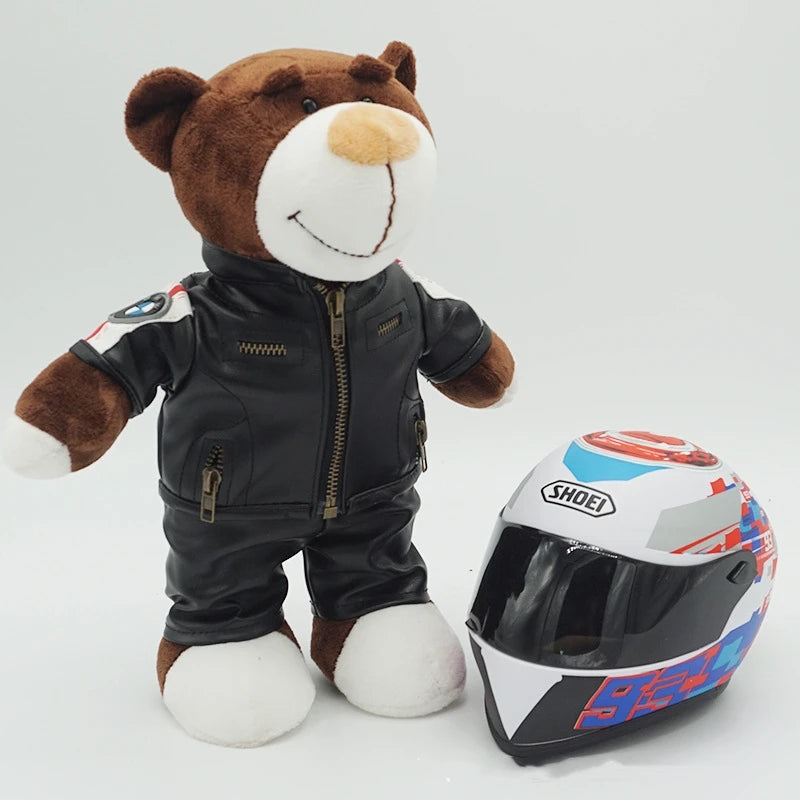Motorcycle Helmet Teddy Bear Plush Toy – Kawaii Biker Bear Stuffed Animal Gift