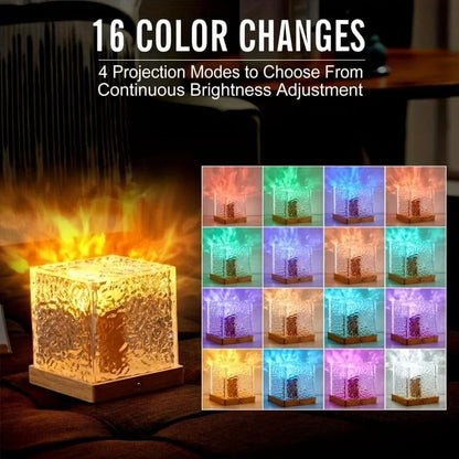 Crystal Cube Water Ripple Night Light – 16 Colors with Remote