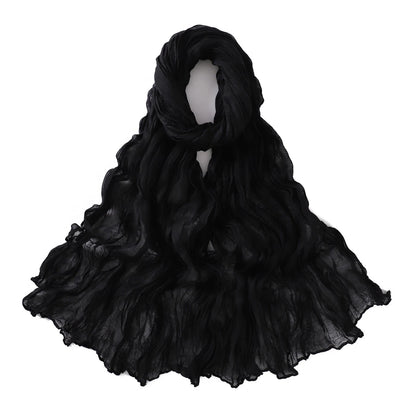 Women's Crinkle Cotton Voile Scarf – Lightweight Solid Color Shawl