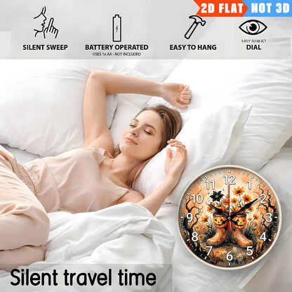 Halloween Pumpkin Wall Clock Round Decorative Home Clock