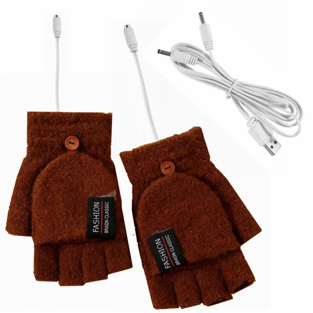 USB Heated Gloves – Electric Heating Hand Warmer for Typing & Skiing