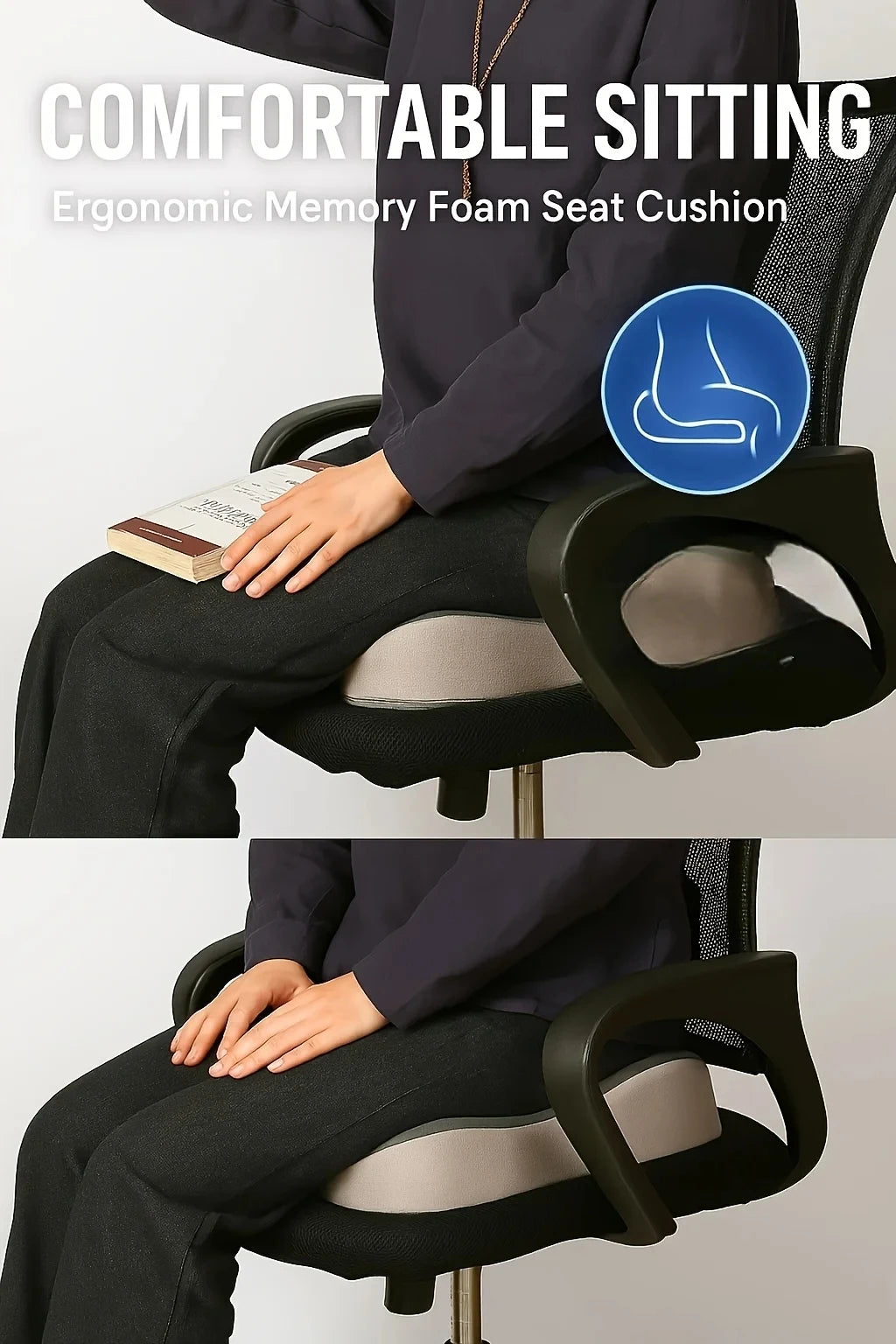 Memory Foam Seat Cushion – 3D Ergonomic Support for Office & Home